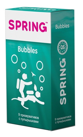 Презервативы Spring Bubbles с пупырышками - 9 шт. - фото, цены