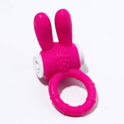 Розовое эрекционное кольцо Зайчик с вибрацией - фото, цены