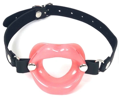 Нежно-розовый кляп-губы на регулируемом ремешке - фото, цены