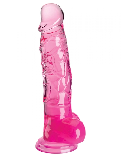Розовый фаллоимитатор с мошонкой на присоске 8’’ Cock with Balls - 22,2 см. - фото, цены