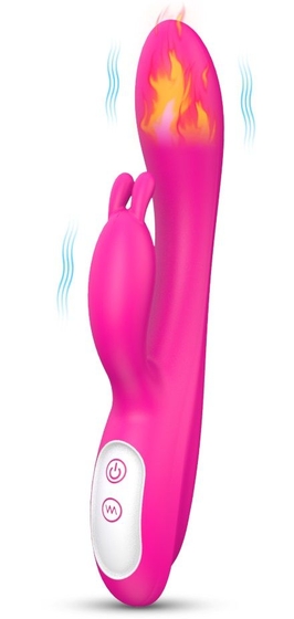 Розовый вибратор-кролик с функцией нагрева - 21,8 см. - фото, цены