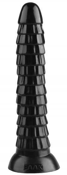 Черный рельефный фантазийный фаллоимитатор - 26,5 см. - фото, цены