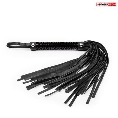Черная гладкая плеть-флоггер с ручкой - 40 см. - фото, цены