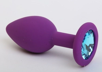 Фиолетовая силиконовая пробка с голубым стразом - 7,1 см. - фото, цены