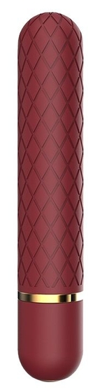 Бордовый мини-вибратор Lizzy с ромбовидным рельефом - 12,7 см. - фото, цены