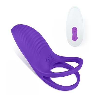 Фиолетовое эрекционное виброкольцо на пенис с пультом - фото, цены