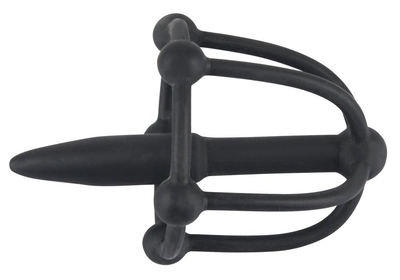 Черный силиконовый расширитель Penis Plug with Glans Cage - фото, цены