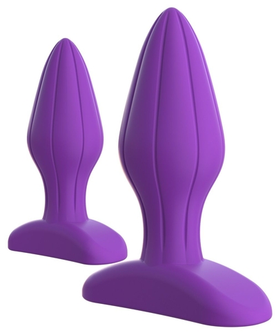 Набор из 2 фиолетовых анальных пробок с рельефом Her Designer Love Plug Set - фото, цены