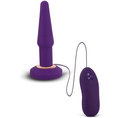 Фиолетовая анальная вибропробка Apex Butt Plug Small Purple - 14 см. - фото, цены
