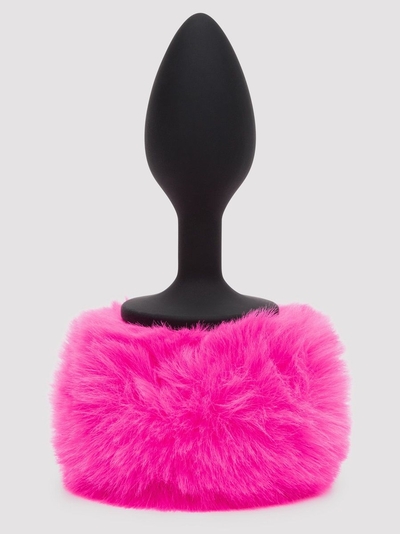 Черная анальная пробка с розовым хвостом Small Bunny Tail Butt Plug - фото, цены