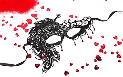 Черная ажурная текстильная маска Милена - фото, цены
