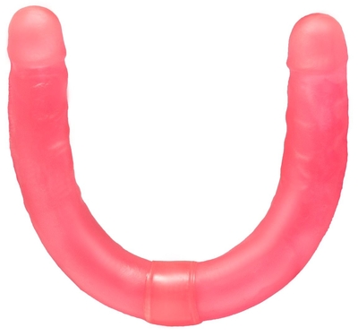 Розовый двусторонний гелевый фаллоимитатор - 44 см. - фото, цены