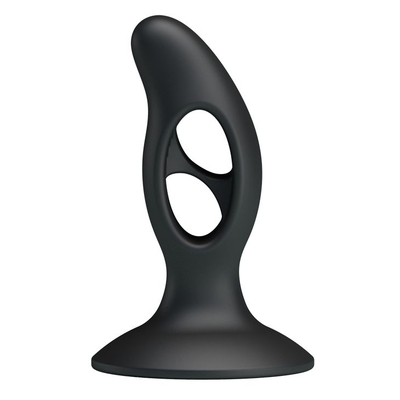 Чёрный массажёр простаты Silicone Butt Plug - 9,3 см. - фото, цены