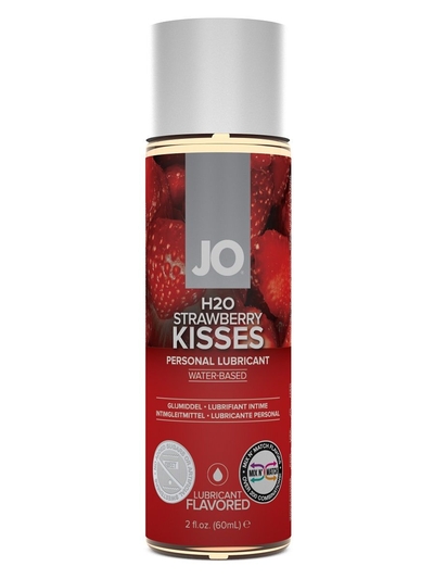 Лубрикант на водной основе с ароматом клубники Jo Flavored Strawberry Kisses - 60 мл. - фото, цены