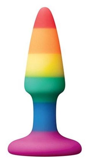 Разноцветная анальная втулка Rainbow Anal Plug Mini - 9 см. - фото, цены