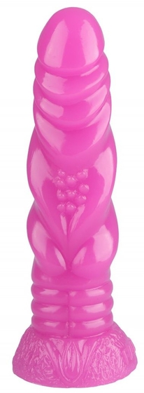 Розовая анальная втулка с рельефом - 21 см. - фото, цены