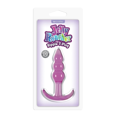 Фиолетовая анальная пробка Jelly Rancher T-Plug Ripple Purple - 10,9 см. - фото, цены