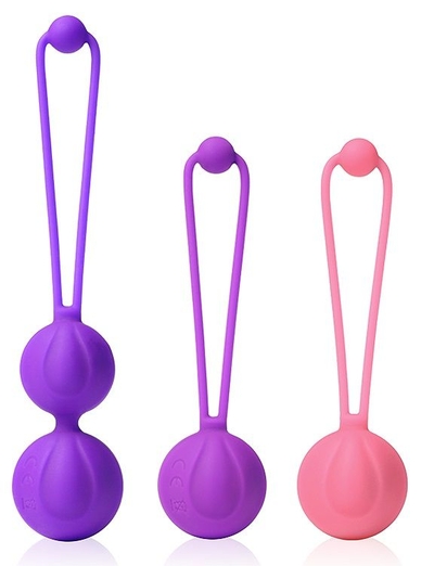 Набор из 3 разноцветных вагинальных шариков - фото, цены