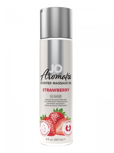 Массажное масло Jo Aromatix Massage Oil Strawberry с ароматом клубники - 120 мл. - фото, цены