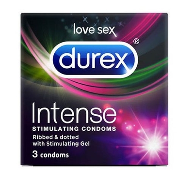 Рельефные презервативы со стимулирующей смазкой Durex Intense Orgasmic - 3 шт. - фото, цены