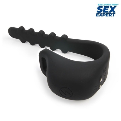 Черное эрекционное кольцо с электростимуляцией Sex Expert - фото, цены