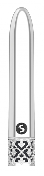 Серебристая перезаряжаемая вибропуля Shiny - 10,8 см. - фото, цены