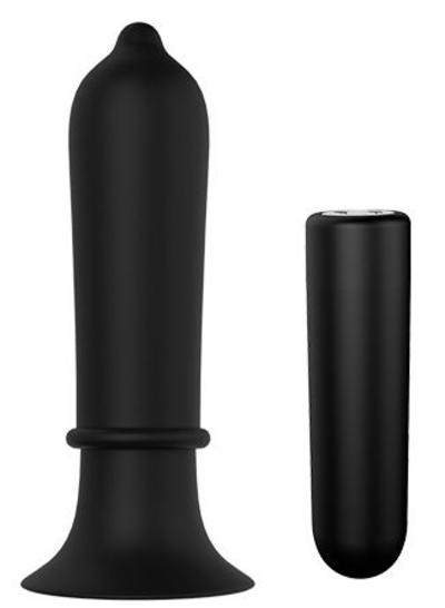 Черный вибромассажер для анальной стимуляции Torpedo Plug - 11,2 см. - фото, цены