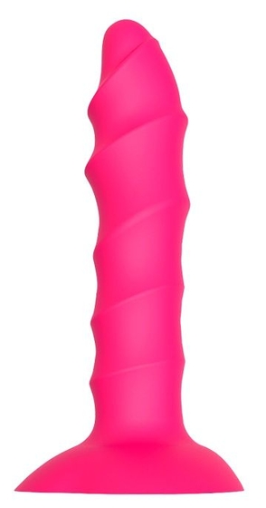 Розовый ребристый анальный фаллоимитатор Twisted Plug - 14 см. - фото, цены