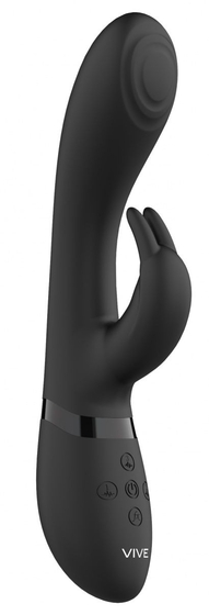 Черный вибромассажер-кролик Cato - 21,5 см. - фото, цены