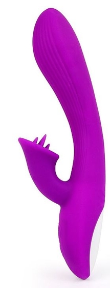 Фиолетовый рельефный вибратор-кролик Quejoy - 25 см. - фото, цены
