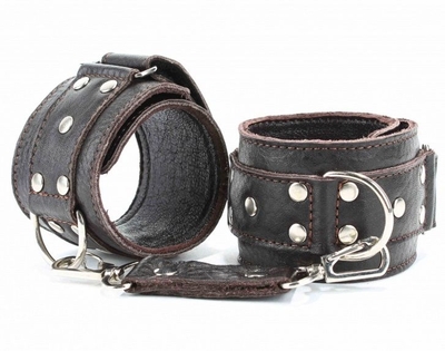 Коричневые кожаные наручники - фото, цены