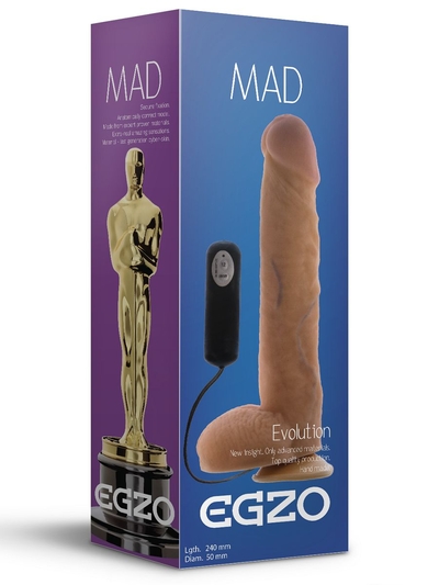 Реалистичный вибратор на присоске Mad Oscar - 24 см. - фото, цены