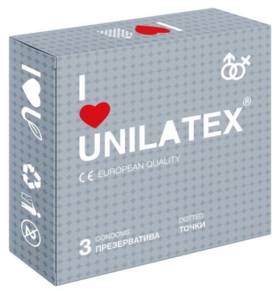 Презервативы с точками Unilatex Dotted - 3 шт. - фото, цены