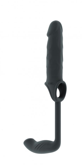 Серая насадка с анальным стимулятором Stretchy Penis Exten and Plug No.34 - фото, цены