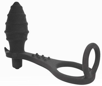 Черное кольцо с анальным вибростимулятором Cockring and Anal Pleasure - фото, цены