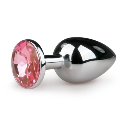 Серебристая анальная пробка с розовым кристаллом Metal Butt Plug - 7,2 см. - фото, цены