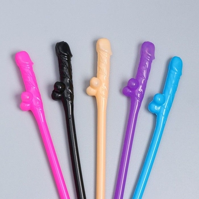 Разноцветные коктейльные трубочки в виде пениса - 5 шт. - фото, цены