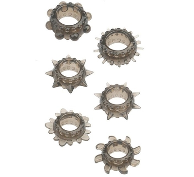 Набор из 6 дымчатых эрекционных колец Menzstuff 6pc Strecheable Ring Set - фото, цены
