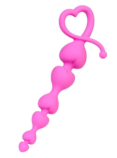 Розовая силиконовая анальная цепочка Sweety - 18,5 см. - фото, цены
