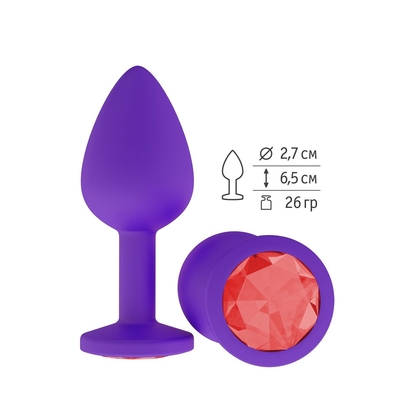 Фиолетовая силиконовая пробка с красным кристаллом - 7,3 см. - фото, цены