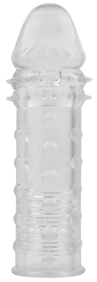 Прозрачная реалистичная насадка на пенис Extra Texture Sleeve - 16,2 см. - фото, цены