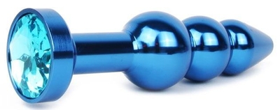 Удлиненная синяя анальная втулка с голубым кристаллом - 11,3 см. - фото, цены