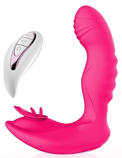 Ярко-розовый вибратор Mermaid с пультом ду - фото, цены