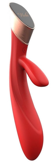Красный вибратор Blossom с клиторальным отростком - 22 см. - фото, цены
