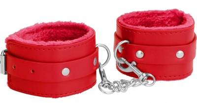 Красные наручники Plush Leather Hand Cuffs - фото, цены