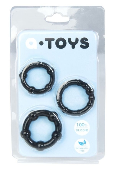 Набор из 3 чёрных эрекционных колец A-toys - фото, цены
