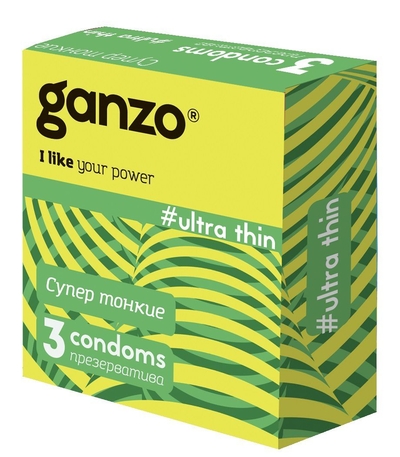 Ультратонкие презервативы Ganzo Ultra thin - 3 шт. - фото, цены