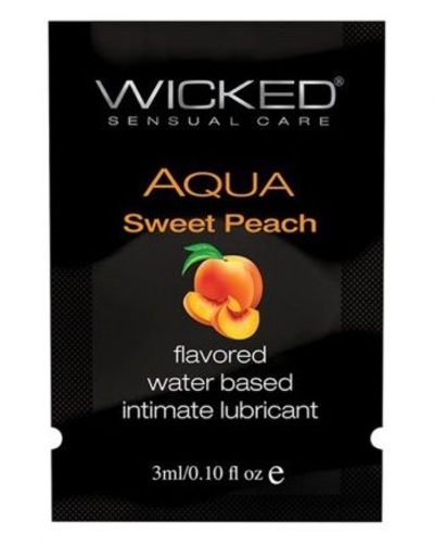 Лубрикант с ароматом спелого персика Wicked Aqua Sweet Peach - 3 мл. - фото, цены