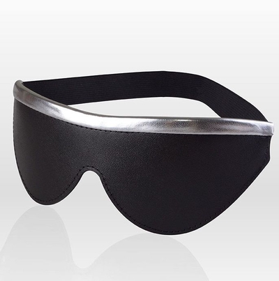 Черная кожаная маска на резинке с серебристой полосой - фото, цены