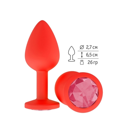 Красная анальная втулка с малиновым кристаллом - 7,3 см. - фото, цены